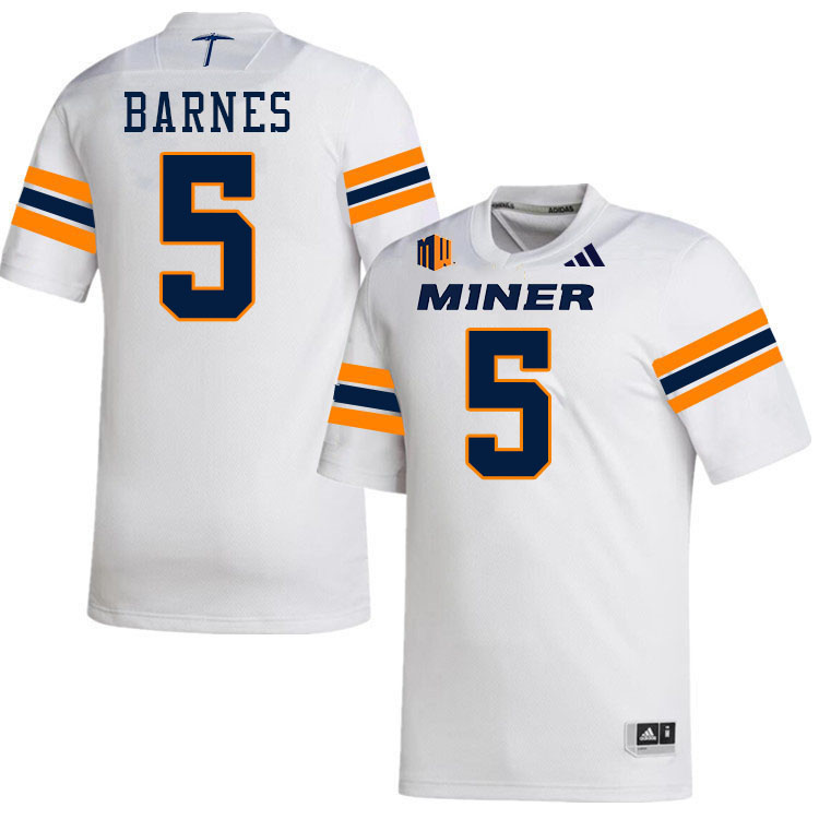 UTEP Miners #5 Solo Barnes College Football Jerseys,Uniforms-White
